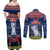 Guam Christmas Couples Matching Off Shoulder Maxi Dress and Long Sleeve Button Shirts Chamorro Guam Tattoos Beautiful Merry Xmas Snowflake LT03 - Polynesian Pride