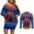 Guam Christmas Couples Matching Off Shoulder Short Dress and Long Sleeve Button Shirts Chamorro Guam Tattoos Beautiful Merry Xmas Snowflake LT03 Blue - Polynesian Pride