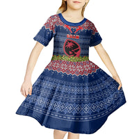 Guam Christmas Kid Short Sleeve Dress Chamorro Guam Tattoos Beautiful Merry Xmas Snowflake LT03 - Polynesian Pride
