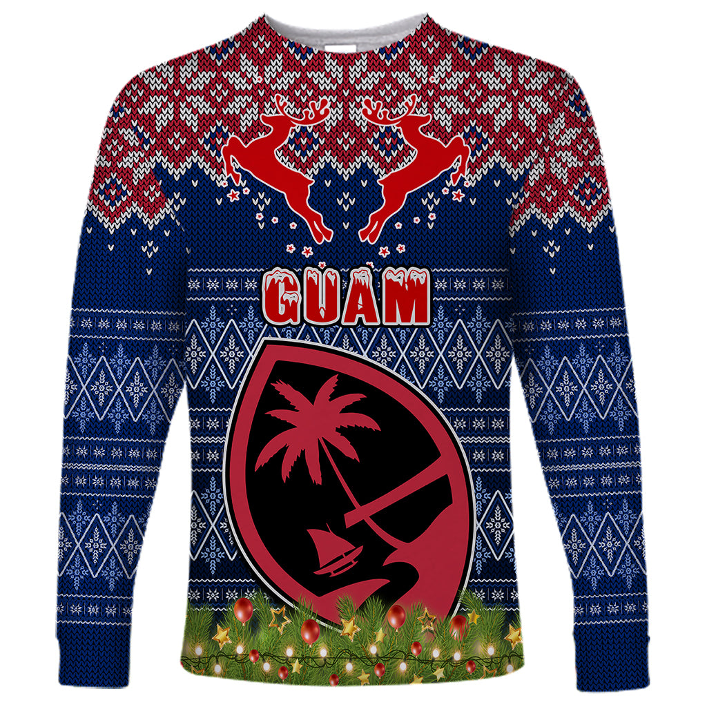 Guam Christmas Long Sleeve Shirt Chamorro Guam Tattoos Beautiful Merry Xmas Snowflake LT03 Unisex Blue - Polynesian Pride