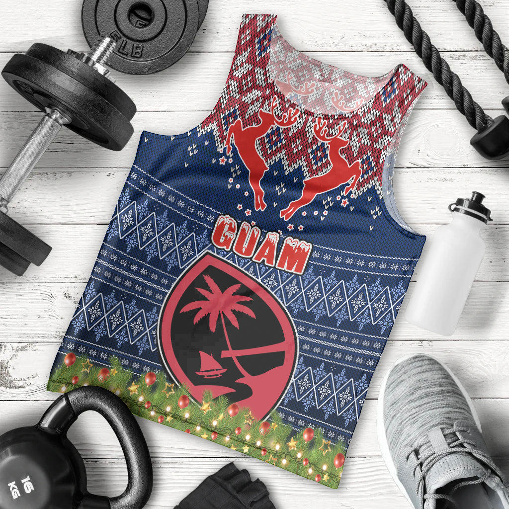 Guam Christmas Men Tank Top Chamorro Guam Tattoos Beautiful Merry Xmas Snowflake LT03 Blue - Polynesian Pride