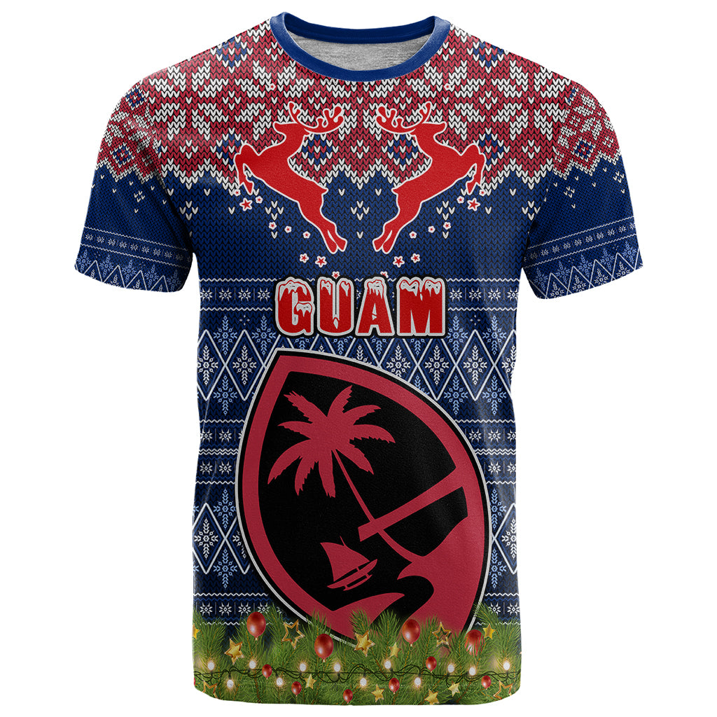 Guam Christmas T Shirt Chamorro Guam Tattoos Beautiful Merry Xmas Snowflake LT03 Blue - Polynesian Pride