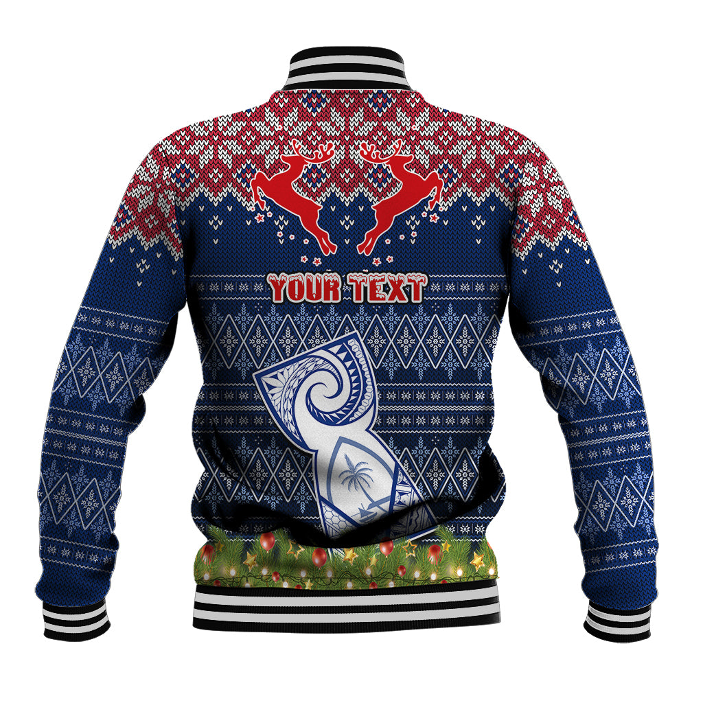 Personalised Guam Christmas Baseball Jacket Chamorro Guam Tattoos Beautiful Merry Xmas Snowflake LT03 - Polynesian Pride