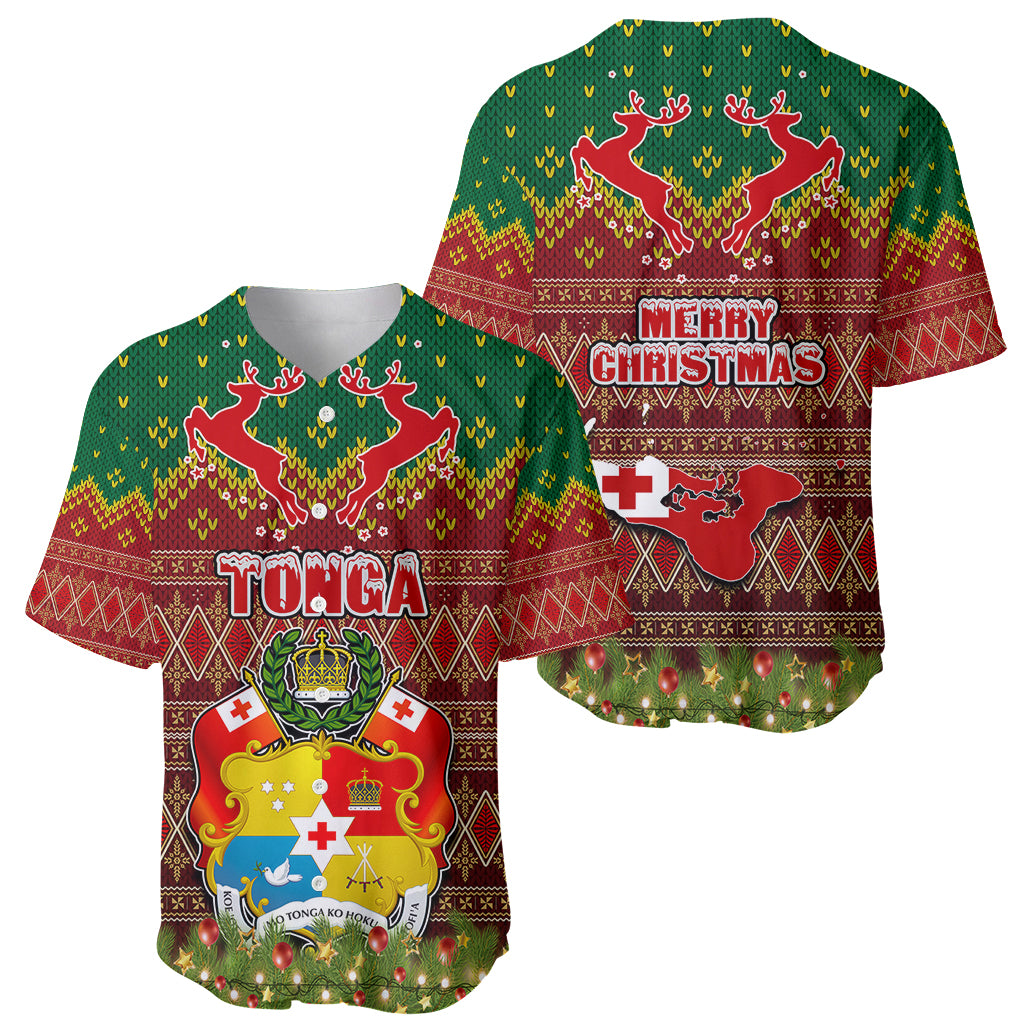 Tonga Christmas Baseball Jersey Coat of Arms and Map Beautiful Merry Xmas Snowflake LT03 - Polynesian Pride