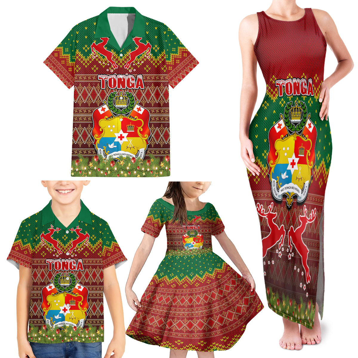 Tonga Christmas Family Matching Tank Maxi Dress and Hawaiian Shirt Coat of Arms and Map Beautiful Merry Xmas Snowflake LT03 - Polynesian Pride