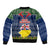 Niue Christmas Bomber Jacket Coat of Arms and Map Beautiful Merry Xmas Snowflake LT03 - Polynesian Pride