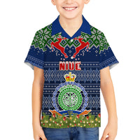 Niue Christmas Kid Hawaiian Shirt Coat of Arms and Map Beautiful Merry Xmas Snowflake LT03 - Polynesian Pride