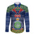 Niue Christmas Long Sleeve Button Shirt Coat of Arms and Map Beautiful Merry Xmas Snowflake LT03 Unisex Blue - Polynesian Pride