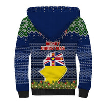 Niue Christmas Sherpa Hoodie Coat of Arms and Map Beautiful Merry Xmas Snowflake LT03 - Polynesian Pride