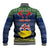 Personalised Niue Christmas Baseball Jacket Coat of Arms and Map Beautiful Merry Xmas Snowflake LT03 - Polynesian Pride