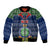 Personalised Niue Christmas Bomber Jacket Coat of Arms and Map Beautiful Merry Xmas Snowflake LT03 Unisex Blue - Polynesian Pride