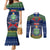 Personalised Niue Christmas Couples Matching Mermaid Dress and Long Sleeve Button Shirts Coat of Arms and Map Beautiful Merry Xmas Snowflake LT03 Blue - Polynesian Pride