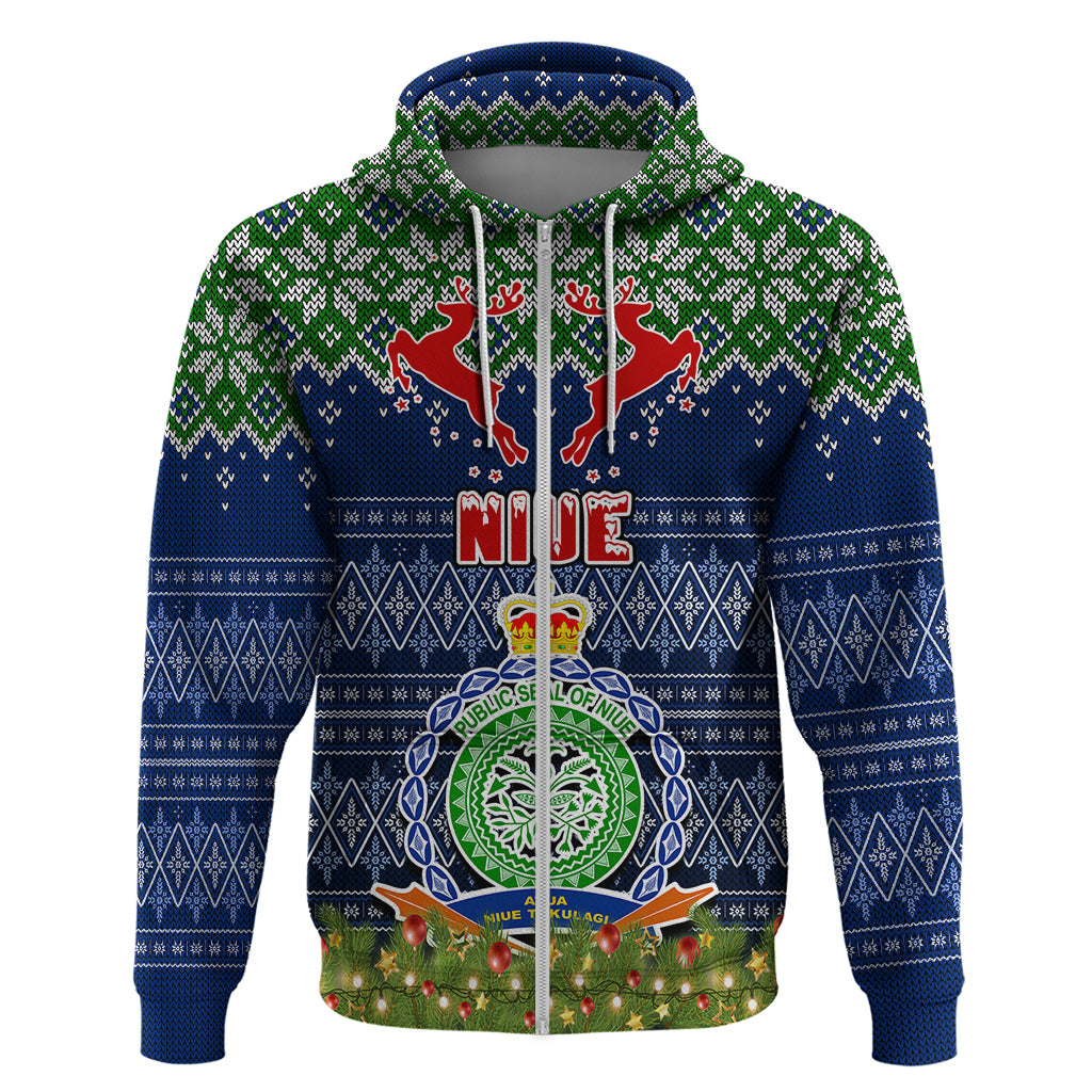 Personalised Niue Christmas Hoodie Coat of Arms and Map Beautiful Merry Xmas Snowflake LT03 - Polynesian Pride