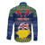 Personalised Niue Christmas Long Sleeve Button Shirt Coat of Arms and Map Beautiful Merry Xmas Snowflake LT03 - Polynesian Pride