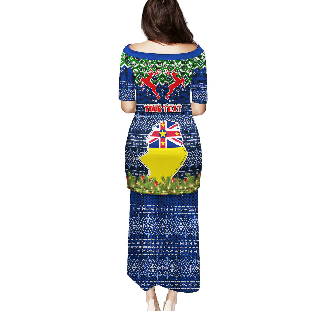 Personalised Niue Christmas Puletasi Coat of Arms and Map Beautiful Merry Xmas Snowflake LT03 - Polynesian Pride