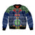 Personalised Niue Christmas Sleeve Zip Bomber Jacket Coat of Arms and Map Beautiful Merry Xmas Snowflake LT03 Unisex Blue - Polynesian Pride