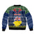 Personalised Niue Christmas Sleeve Zip Bomber Jacket Coat of Arms and Map Beautiful Merry Xmas Snowflake LT03 - Polynesian Pride