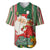 Kiribati Christmas Baseball Jersey Santa With Gift Bag Behind Ribbons Seamless Green Maori LT03 Green - Polynesian Pride