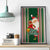 Kiribati Christmas Canvas Wall Art Santa With Gift Bag Behind Ribbons Seamless Green Maori LT03 - Polynesian Pride