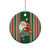 Kiribati Christmas Ceramic Ornament Santa With Gift Bag Behind Ribbons Seamless Green Maori LT03 - Polynesian Pride