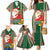 Kiribati Christmas Family Matching Mermaid Dress and Hawaiian Shirt Santa With Gift Bag Behind Ribbons Seamless Green Maori LT03 - Polynesian Pride