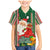 Kiribati Christmas Family Matching Mermaid Dress and Hawaiian Shirt Santa With Gift Bag Behind Ribbons Seamless Green Maori LT03 Son's Shirt Green - Polynesian Pride