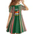 Kiribati Christmas Family Matching Off Shoulder Long Sleeve Dress and Hawaiian Shirt Santa With Gift Bag Behind Ribbons Seamless Green Maori LT03 - Polynesian Pride