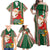 Kiribati Christmas Family Matching Off Shoulder Maxi Dress and Hawaiian Shirt Santa With Gift Bag Behind Ribbons Seamless Green Maori LT03 - Polynesian Pride