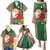 Kiribati Christmas Family Matching Puletasi Dress and Hawaiian Shirt Santa With Gift Bag Behind Ribbons Seamless Green Maori LT03 - Polynesian Pride