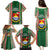 Kiribati Christmas Family Matching Puletasi Dress and Hawaiian Shirt Santa With Gift Bag Behind Ribbons Seamless Green Maori LT03 - Polynesian Pride