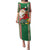 Kiribati Christmas Family Matching Puletasi Dress and Hawaiian Shirt Santa With Gift Bag Behind Ribbons Seamless Green Maori LT03 Mom's Dress Green - Polynesian Pride