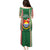 Kiribati Christmas Family Matching Puletasi Dress and Hawaiian Shirt Santa With Gift Bag Behind Ribbons Seamless Green Maori LT03 - Polynesian Pride