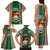 Kiribati Christmas Family Matching Tank Maxi Dress and Hawaiian Shirt Santa With Gift Bag Behind Ribbons Seamless Green Maori LT03 - Polynesian Pride