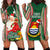 Kiribati Christmas Hoodie Dress Santa With Gift Bag Behind Ribbons Seamless Green Maori LT03 - Polynesian Pride