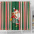 Kiribati Christmas Shower Curtain Santa With Gift Bag Behind Ribbons Seamless Green Maori LT03 - Polynesian Pride