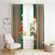 Kiribati Christmas Window Curtain Santa With Gift Bag Behind Ribbons Seamless Green Maori LT03 - Polynesian Pride