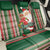 Custom Kiribati Christmas Back Car Seat Cover Santa With Gift Bag Behind Ribbons Seamless Green Maori