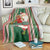 Custom Kiribati Christmas Blanket Santa With Gift Bag Behind Ribbons Seamless Green Maori LT03 - Polynesian Pride