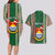 Custom Kiribati Christmas Couples Matching Long Sleeve Bodycon Dress and Hawaiian Shirt Santa With Gift Bag Behind Ribbons Seamless Green Maori LT03 - Polynesian Pride