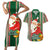 Custom Kiribati Christmas Couples Matching Short Sleeve Bodycon Dress and Hawaiian Shirt Santa With Gift Bag Behind Ribbons Seamless Green Maori LT03 Green - Polynesian Pride