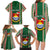 Custom Kiribati Christmas Family Matching Long Sleeve Bodycon Dress and Hawaiian Shirt Santa With Gift Bag Behind Ribbons Seamless Green Maori LT03 - Polynesian Pride