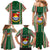 Custom Kiribati Christmas Family Matching Mermaid Dress and Hawaiian Shirt Santa With Gift Bag Behind Ribbons Seamless Green Maori LT03 - Polynesian Pride