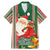 Custom Kiribati Christmas Family Matching Mermaid Dress and Hawaiian Shirt Santa With Gift Bag Behind Ribbons Seamless Green Maori LT03 Dad's Shirt - Short Sleeve Green - Polynesian Pride