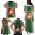 Custom Kiribati Christmas Family Matching Puletasi Dress and Hawaiian Shirt Santa With Gift Bag Behind Ribbons Seamless Green Maori LT03 - Polynesian Pride