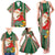 Custom Kiribati Christmas Family Matching Tank Maxi Dress and Hawaiian Shirt Santa With Gift Bag Behind Ribbons Seamless Green Maori LT03 - Polynesian Pride