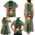 Custom Kiribati Christmas Family Matching Tank Maxi Dress and Hawaiian Shirt Santa With Gift Bag Behind Ribbons Seamless Green Maori LT03 - Polynesian Pride