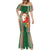 Custom Kiribati Christmas Mermaid Dress Santa With Gift Bag Behind Ribbons Seamless Green Maori LT03 - Polynesian Pride