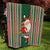 Custom Kiribati Christmas Quilt Santa With Gift Bag Behind Ribbons Seamless Green Maori LT03 - Polynesian Pride