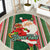 Custom Kiribati Christmas Round Carpet Santa With Gift Bag Behind Ribbons Seamless Green Maori LT03 Green - Polynesian Pride