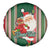 Custom Kiribati Christmas Spare Tire Cover Santa With Gift Bag Behind Ribbons Seamless Green Maori LT03 - Polynesian Pride